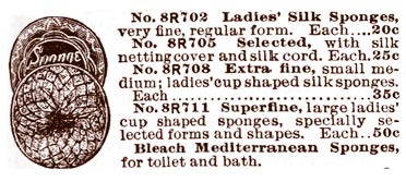 Now, this Sears & Roebuck catalogue has no idea what you’re going to want to DO with a cup-shaped ladies sponge with a netting and string...they simply sell them. I think it’s assumed they’re used in craft projects.